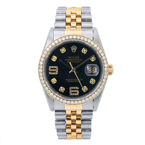 rolex black tapestry dial|rolex 16233 with diamonds.